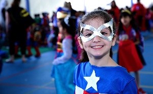 Girl in superhero costume