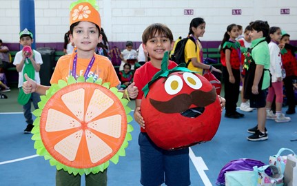 Students dressed as vegetables